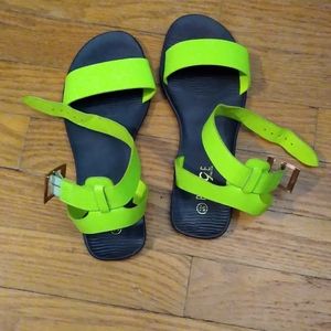 Neon green sandals NWOT